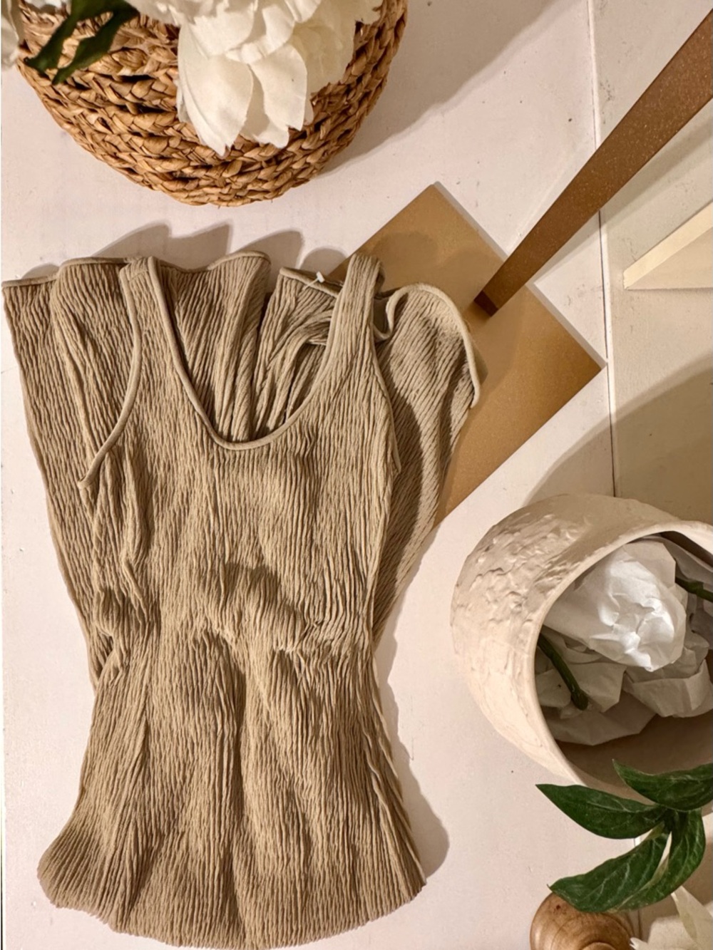 Giorgio Armani Beige Ribbed Sleeveless Maxi Dress - Picture 6 of 8
